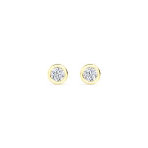 14K Yellow Gold Diamond Bezel Setting Earring