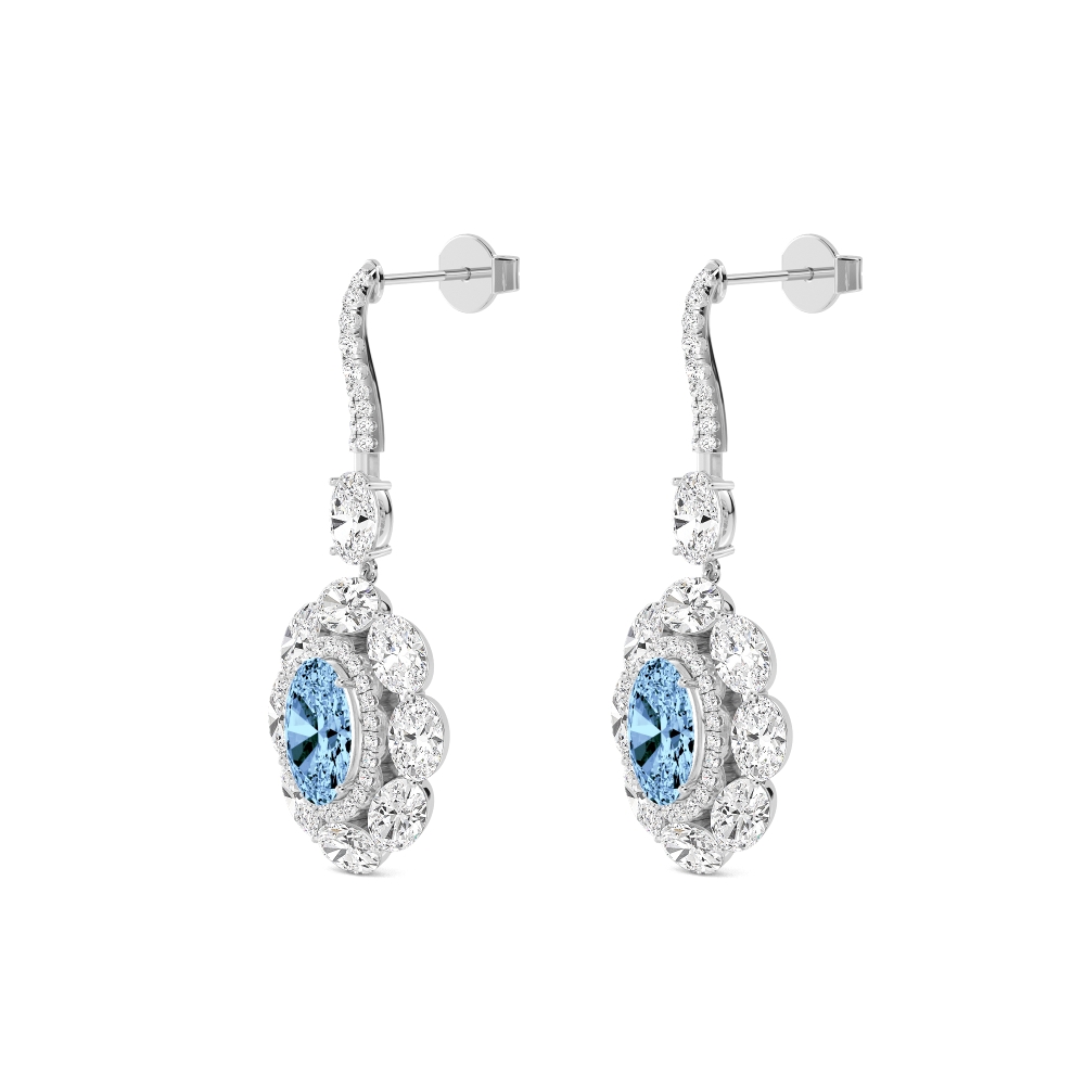 9K White Gold Diamond Drop Earrings