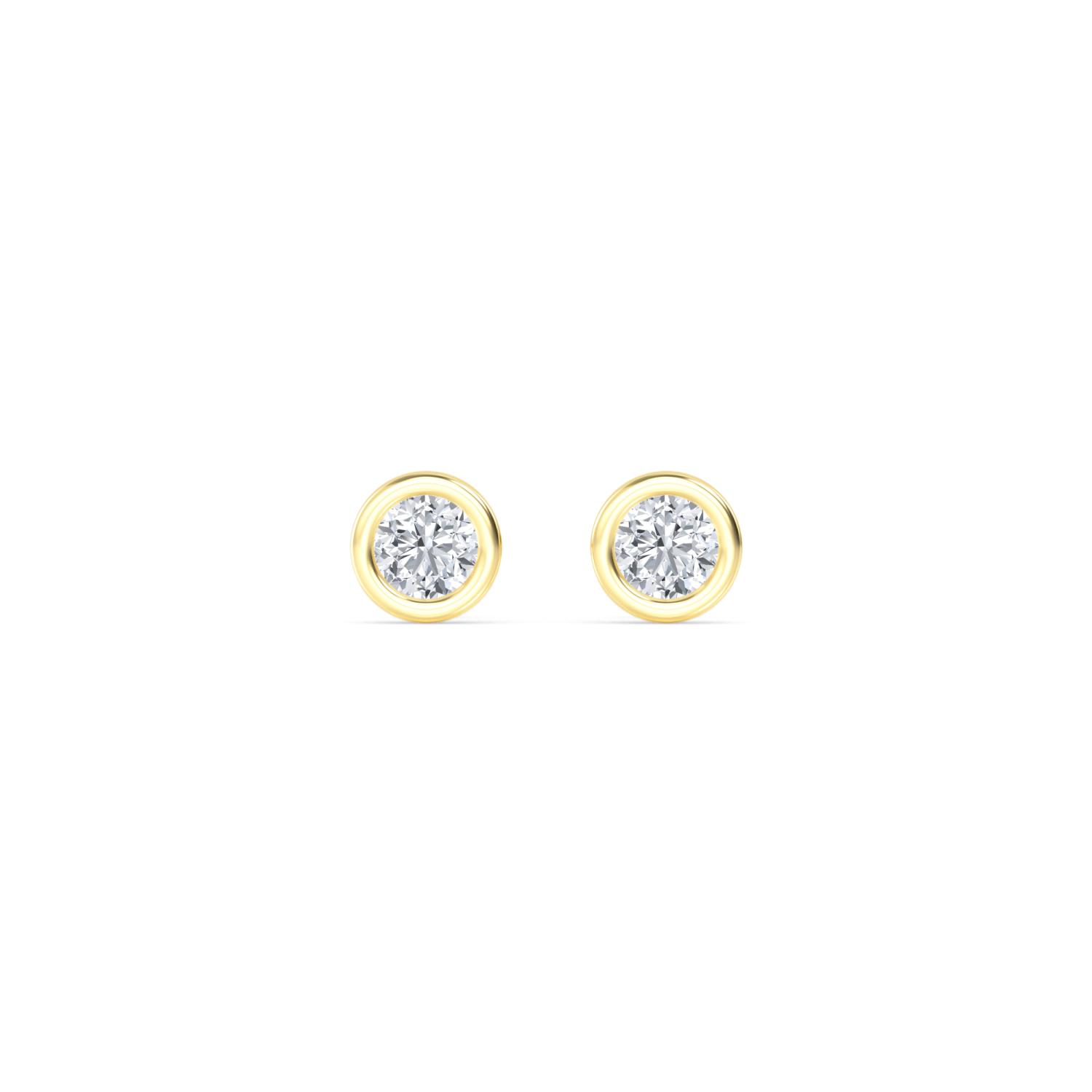14K Yellow Gold Diamond Bezel Setting Earring