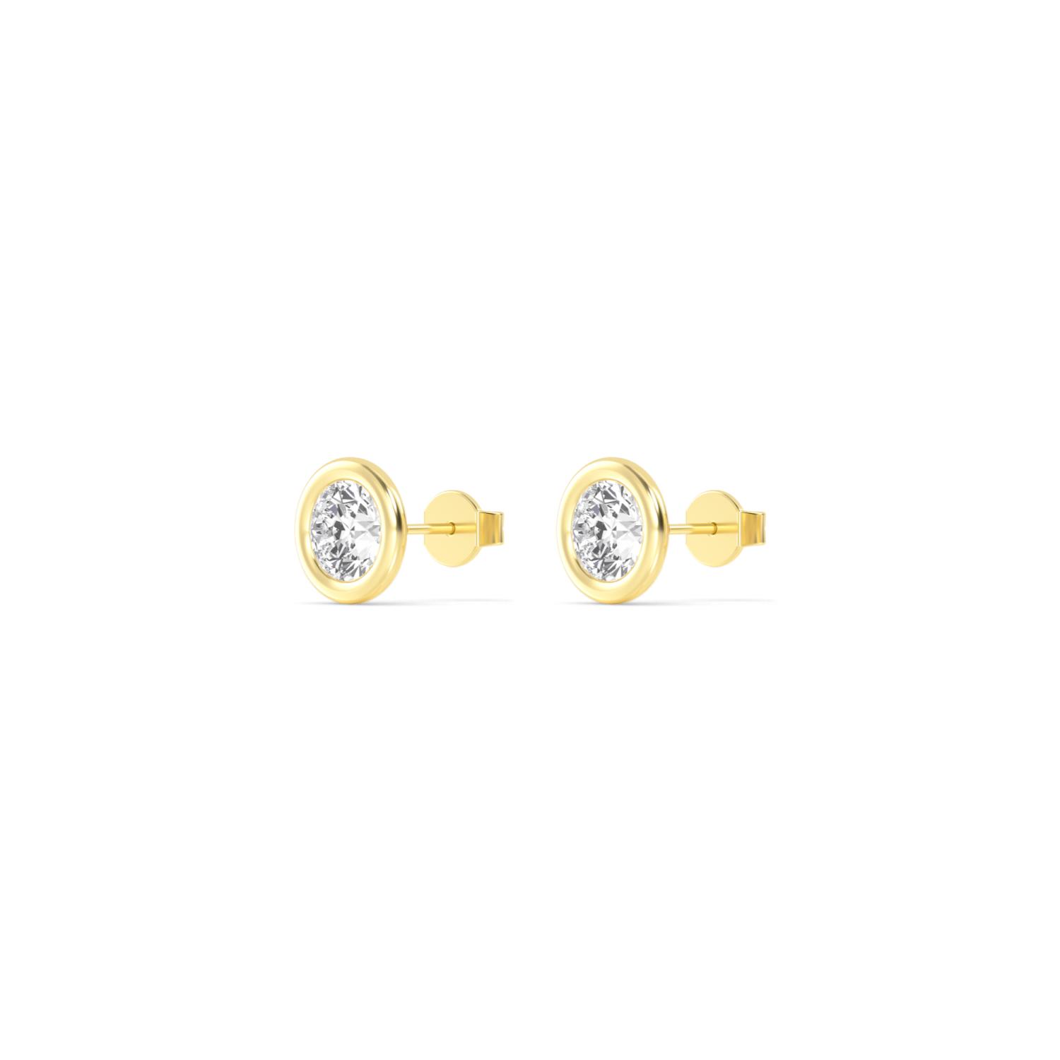 14K Yellow Gold Diamond Bezel Setting Earring