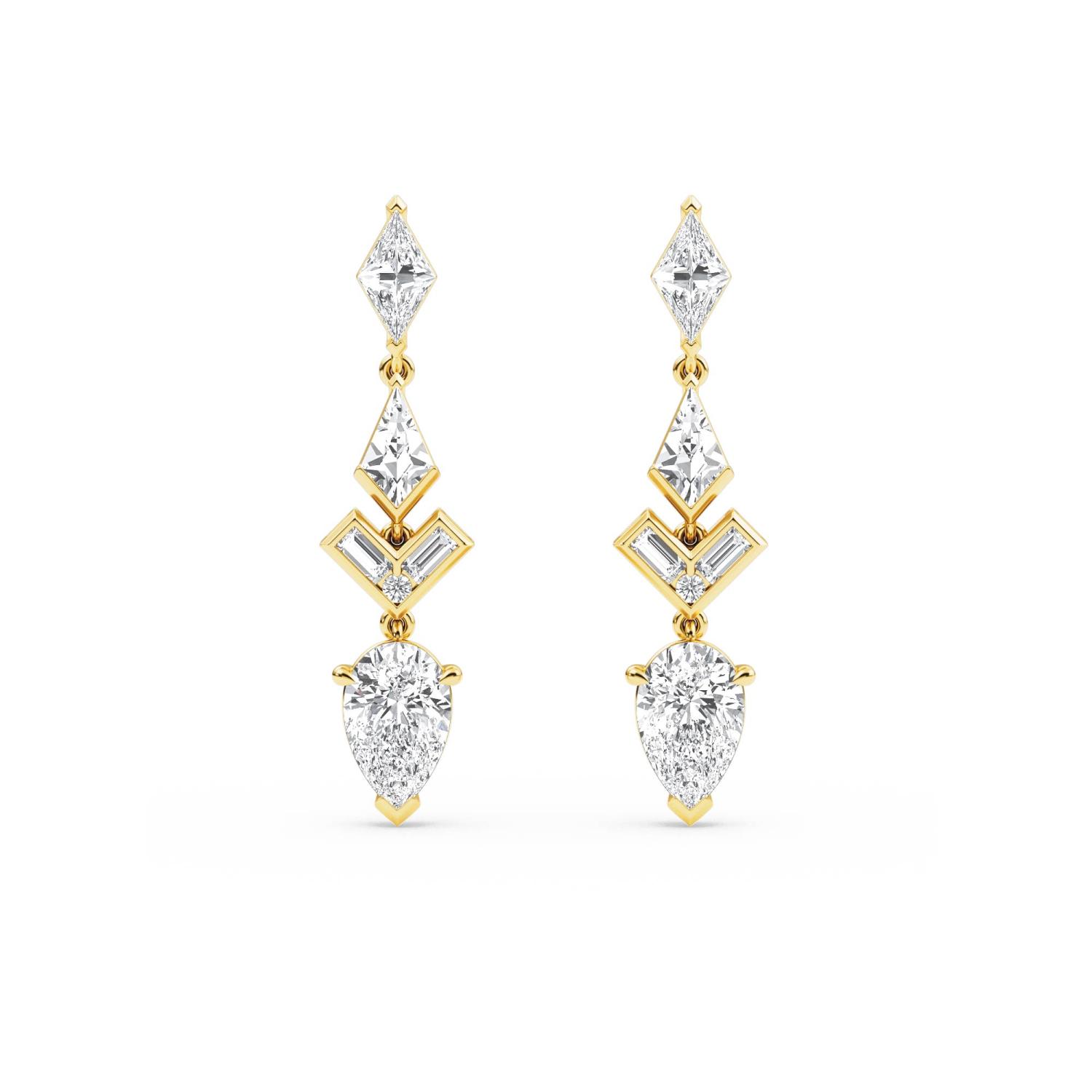 14K Yellow Gold Diamond Earrings
