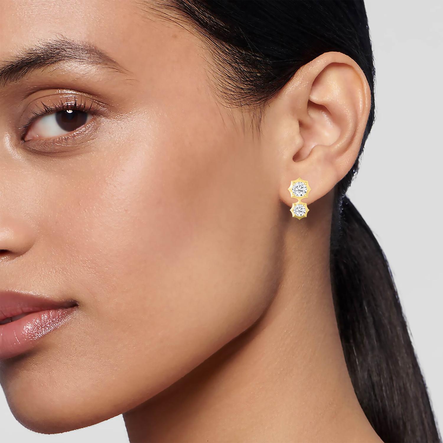 14K Yellow Gold Diamond Earrings