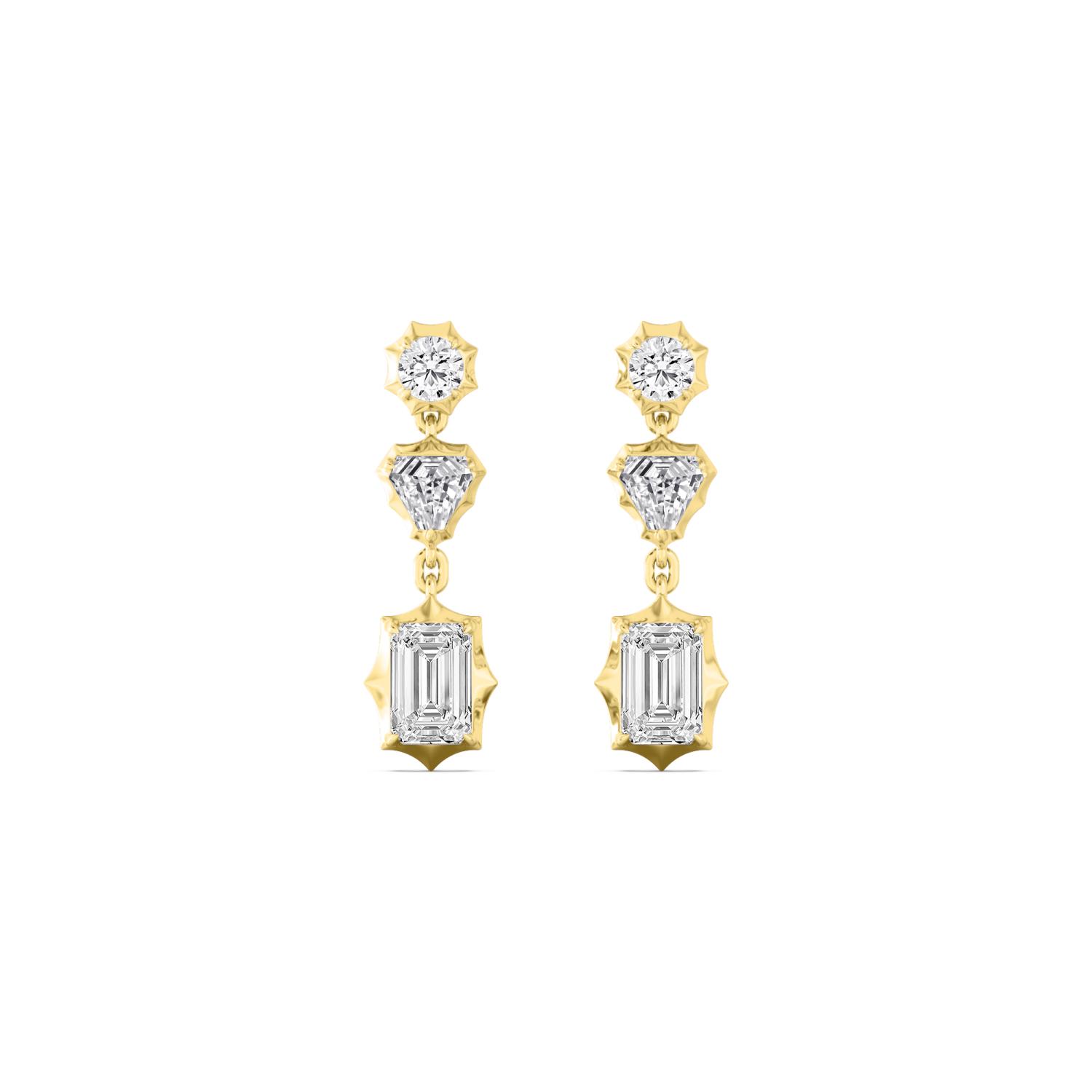 14K Yellow Gold Diamond Earrings