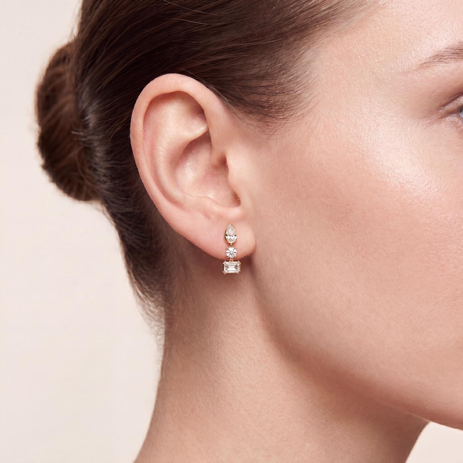 14K Yellow Gold Diamond Earrings