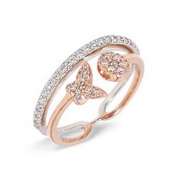10K Rose & White Gold Two Tone Diamond Stackable Ring