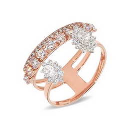 10K Rose & White Gold Two Tone Diamond Stackable Ring