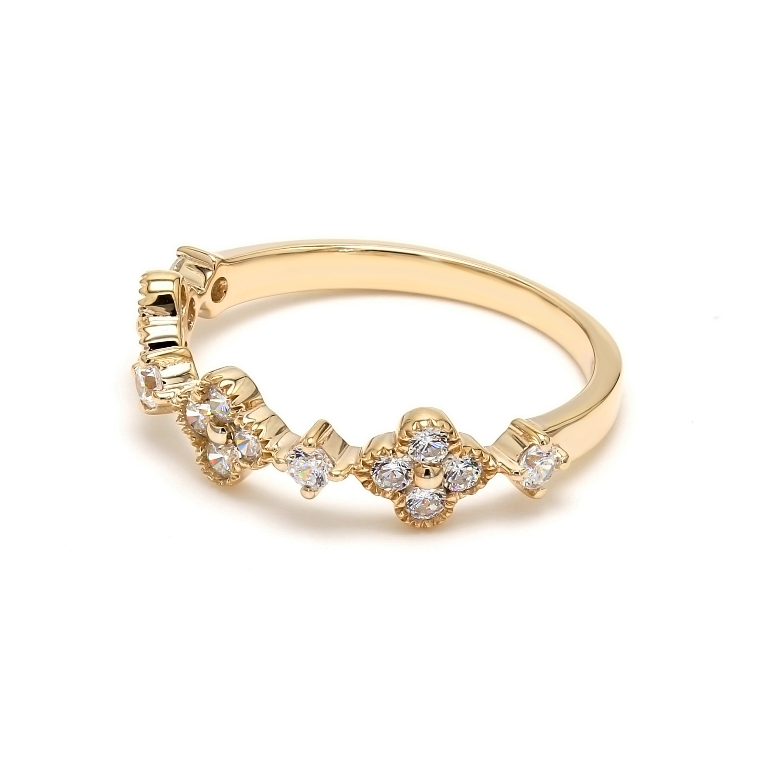 14K Yellow Gold . tw. Diamond Stackable Ring