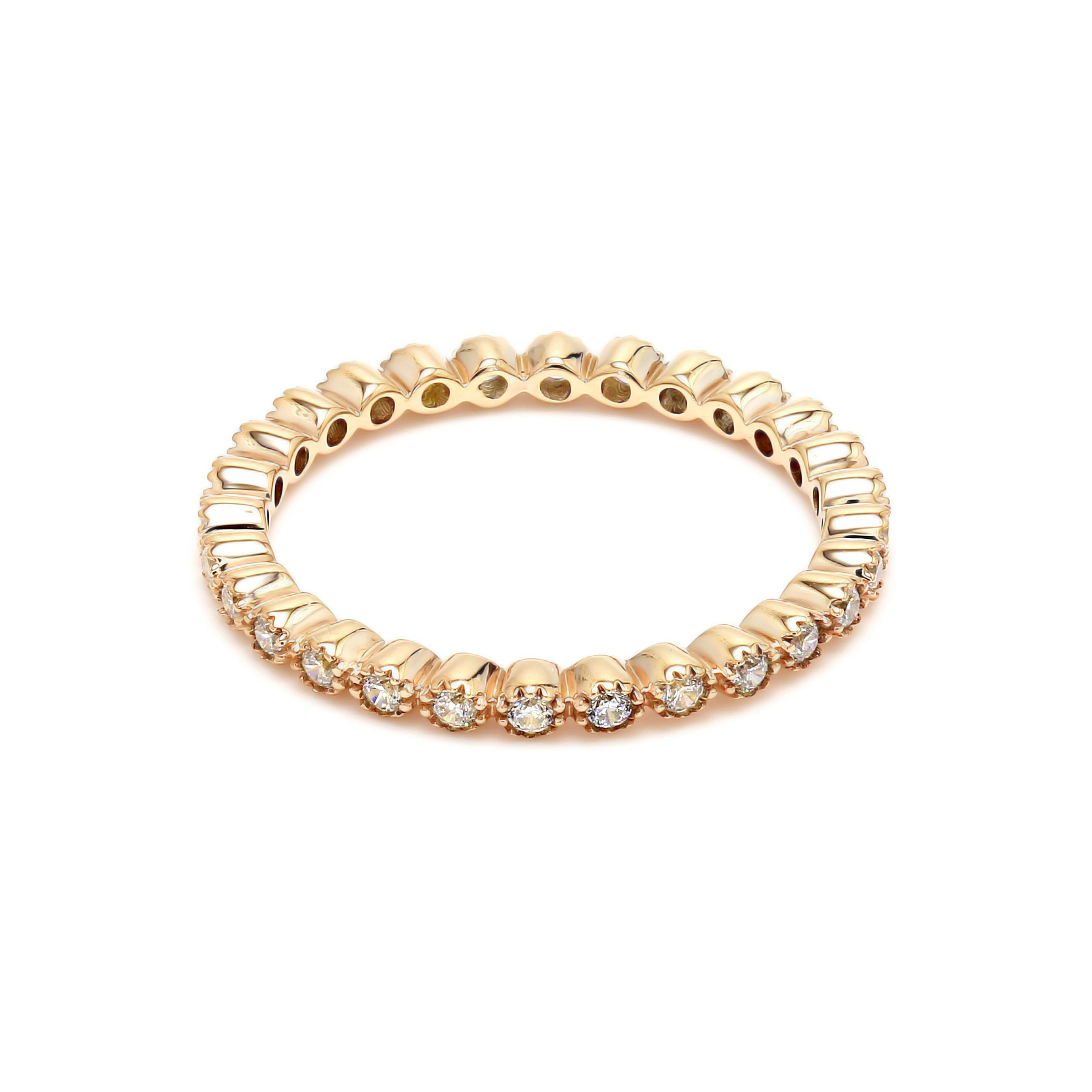 14K Yellow Gold . tw. Round Cut Diamond Eternity Band