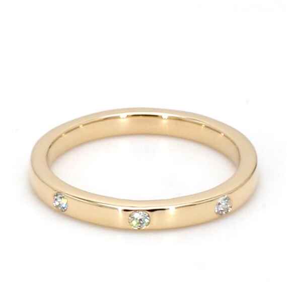 14K Yellow Gold Diamond Stackable Ring