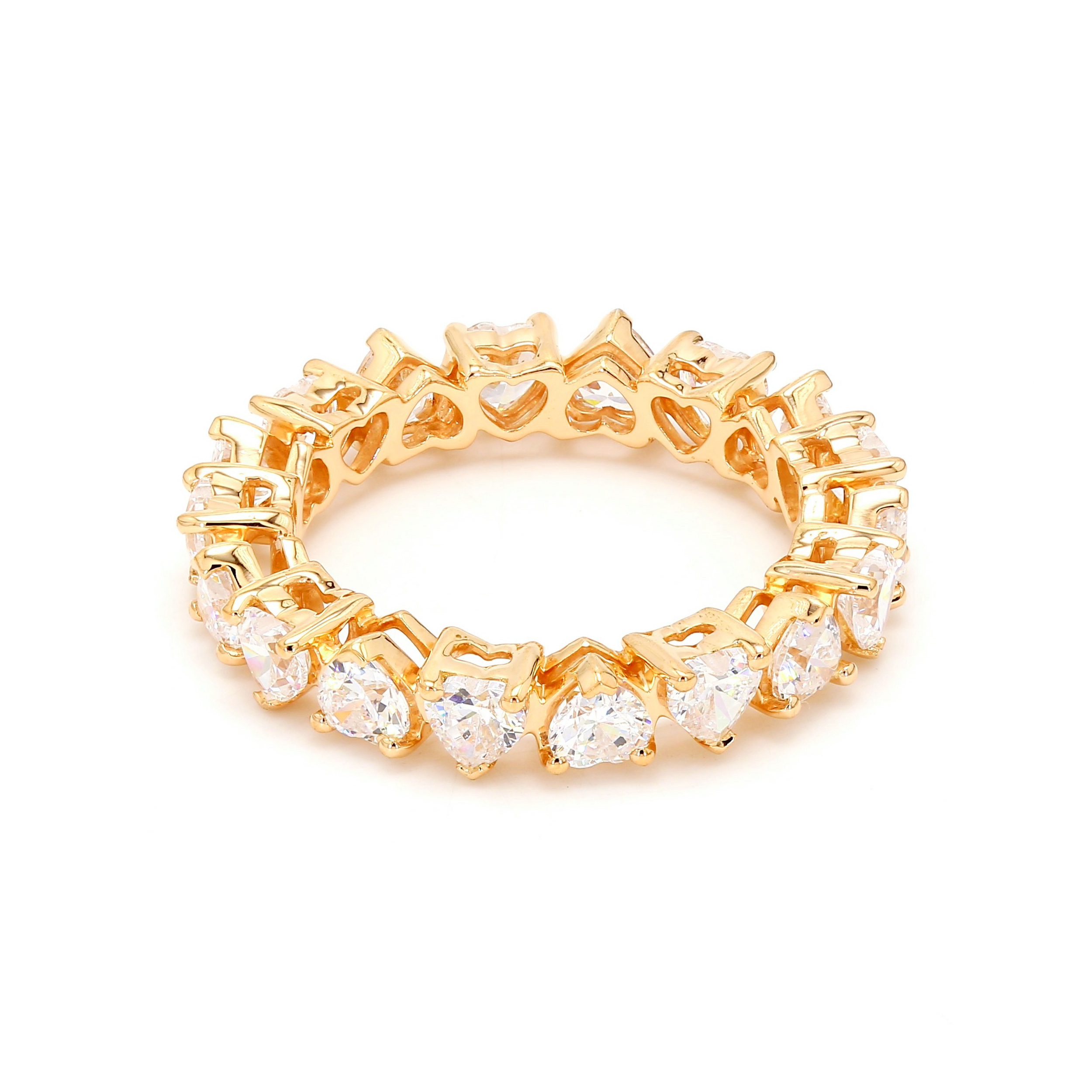 14K Yellow Gold . tw. Heart Shape Diamond Eternity Band