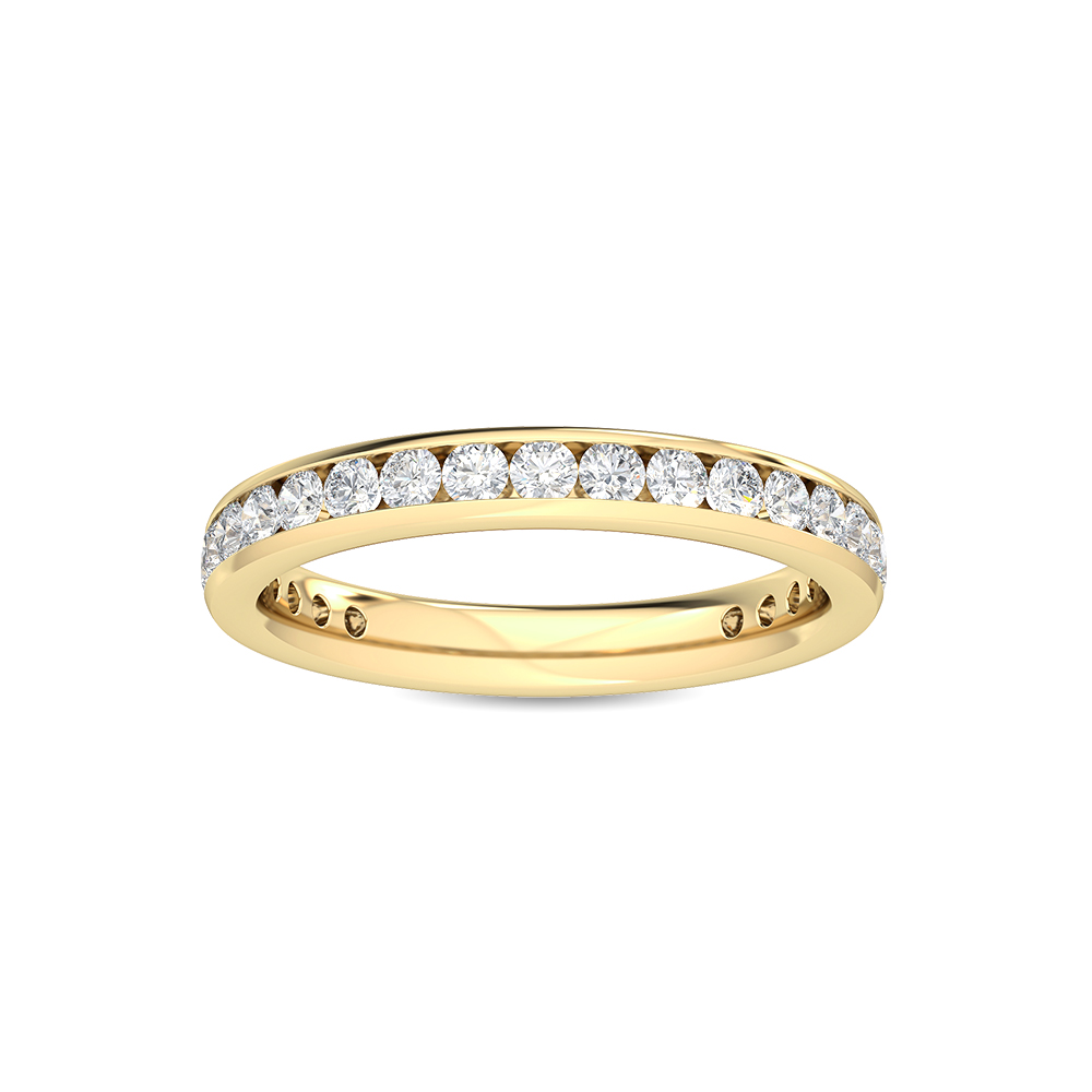 14K Yellow Gold Diamond With Red Ruby Stone Stackable Ring