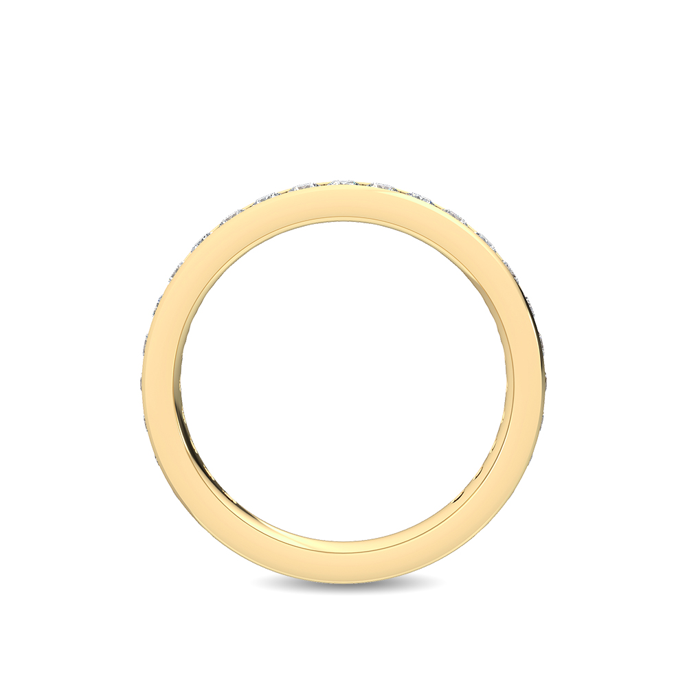 14K Yellow Gold Diamond With Red Ruby Stone Stackable Ring