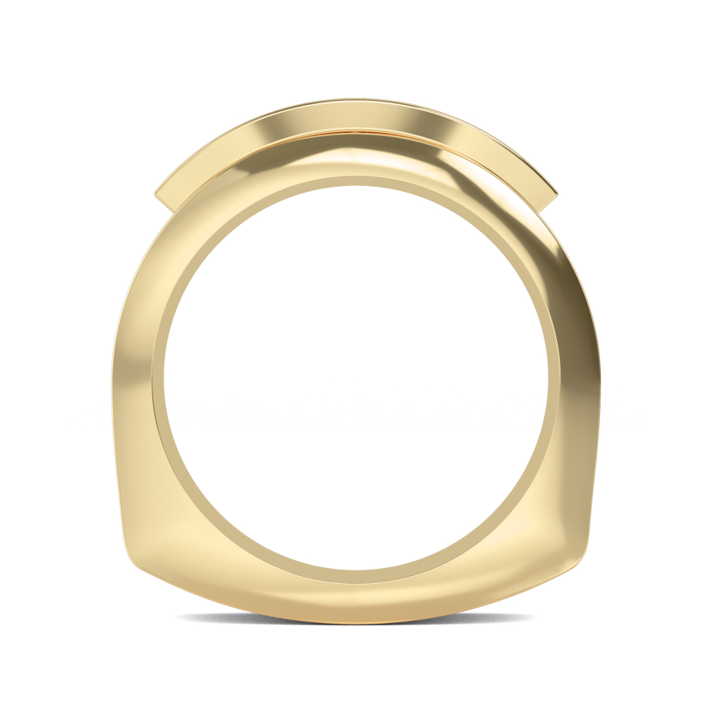 14K Yellow Gold Round Cut Diamond Mens Band