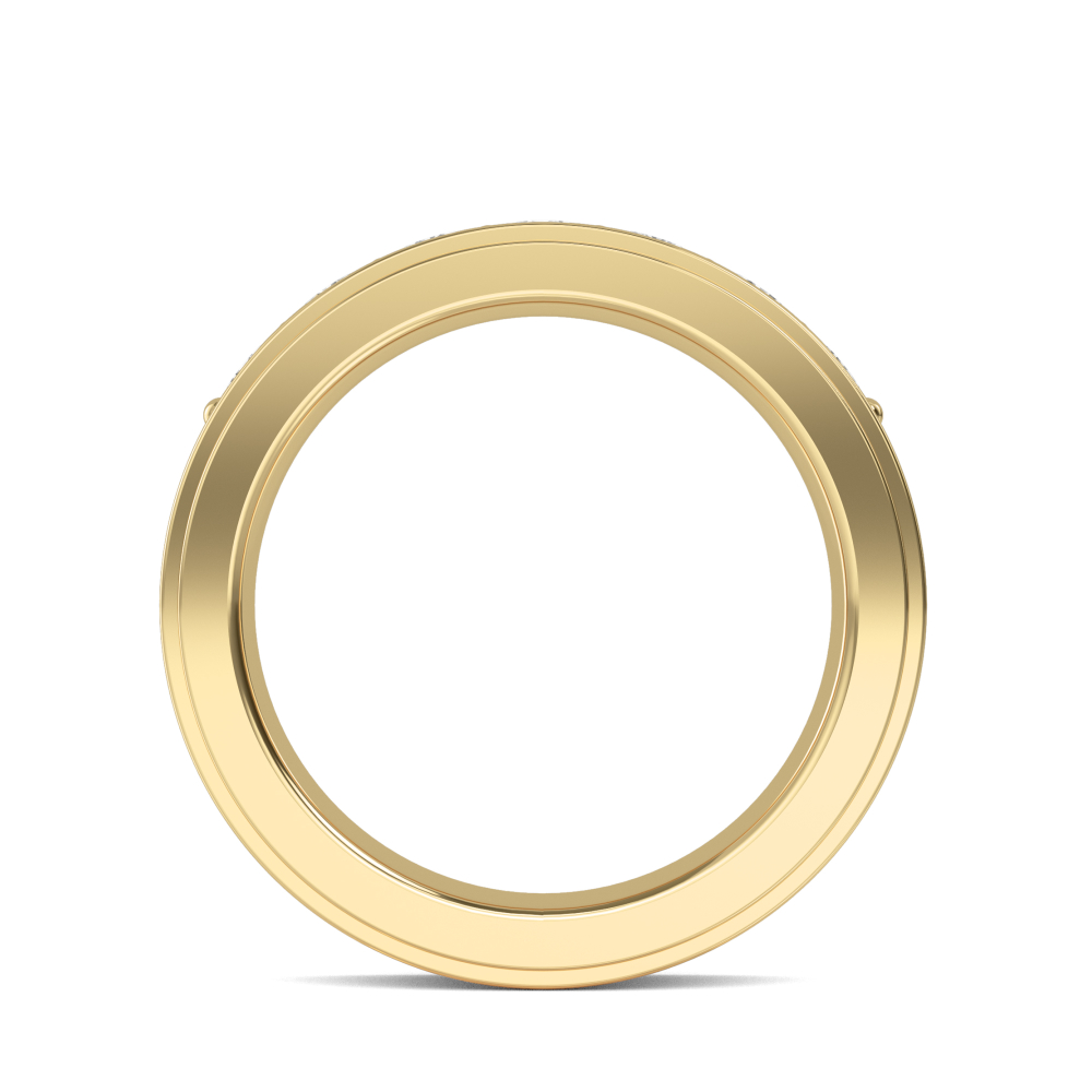 14K Yellow Gold Round Cut Diamond Mens Band