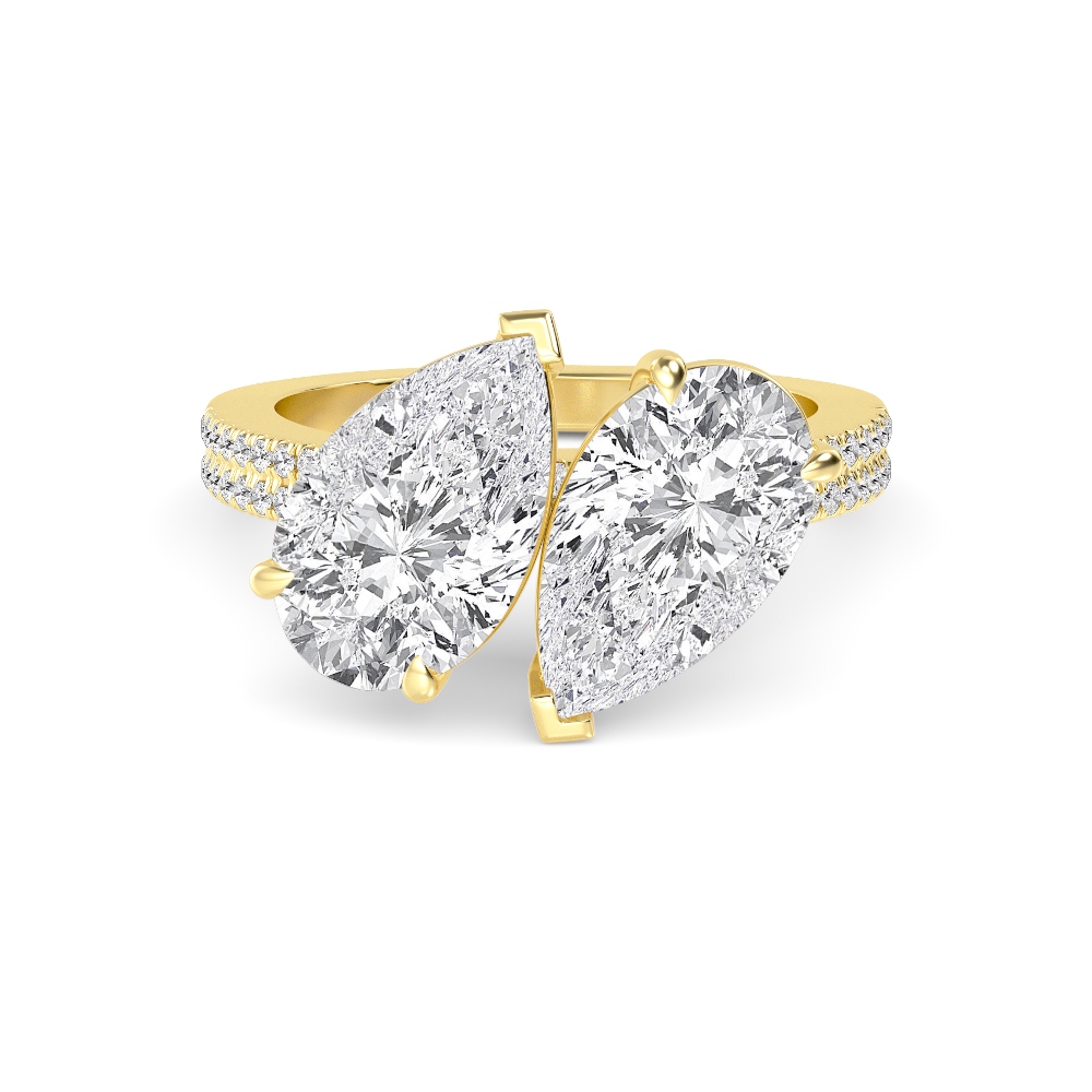 14K Yellow Gold Diamond Toi Et Moi Rings